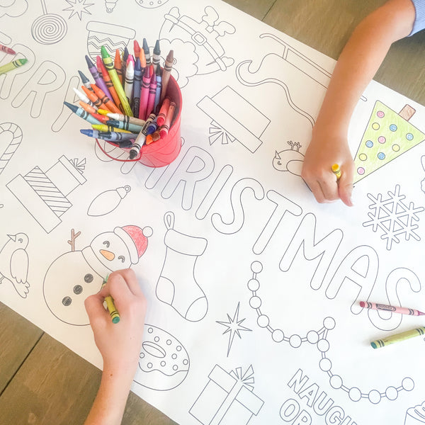 Cute Christmas Coloring Table Runner Christmas Partyinapinch