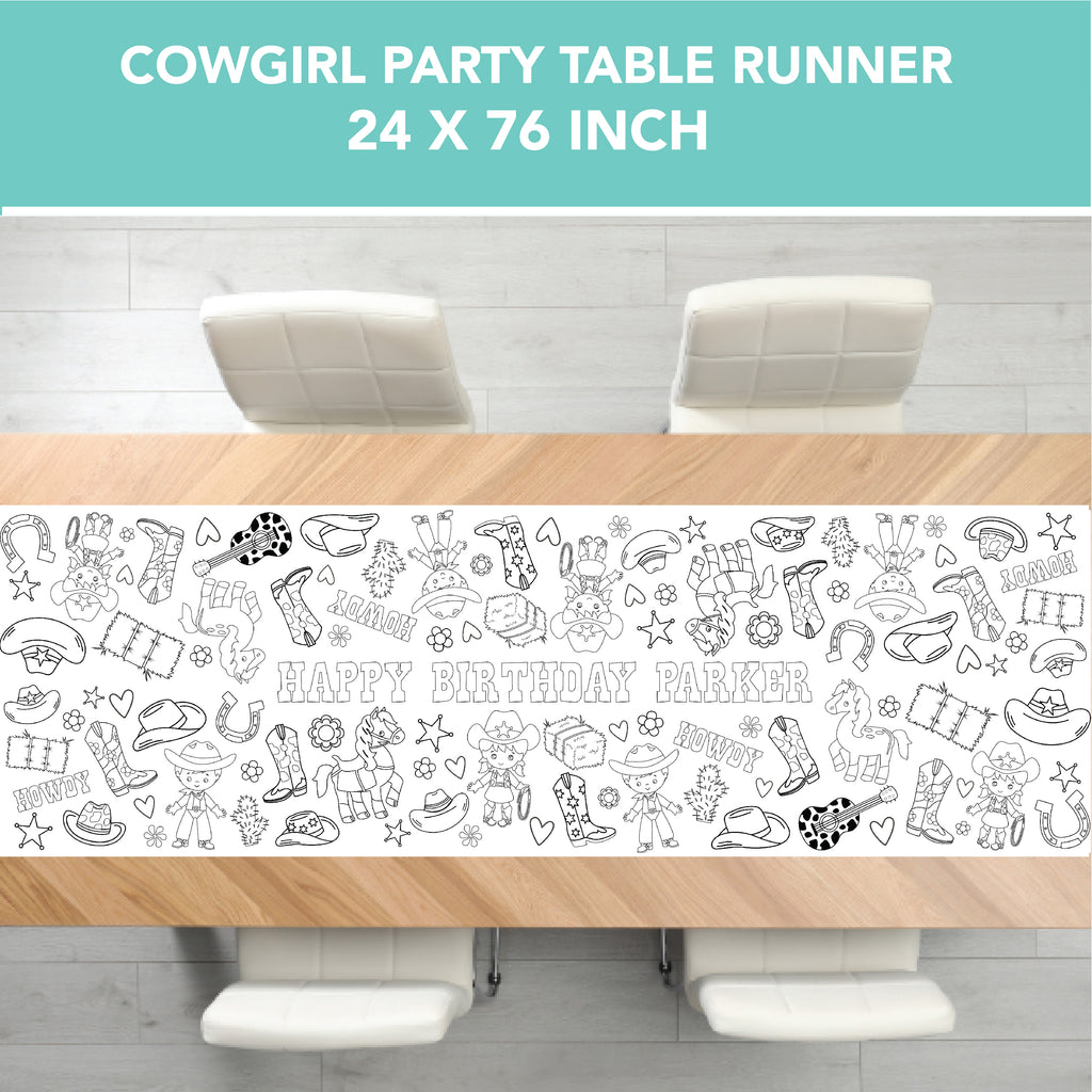 Cowgirl Coloring Table Runner