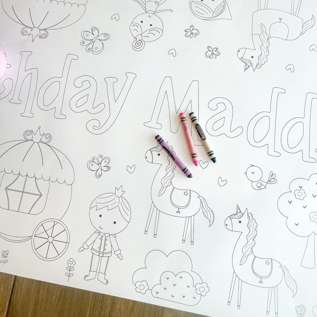 Fairytale Coloring Table Runner| Princess Party