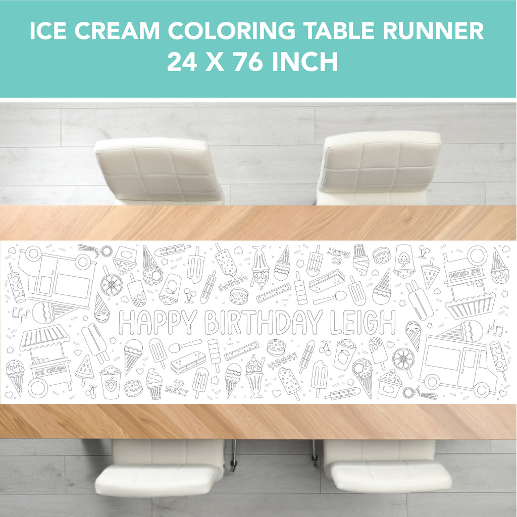 Ice Cream Party Coloring Table Runner| Ice Cream Party