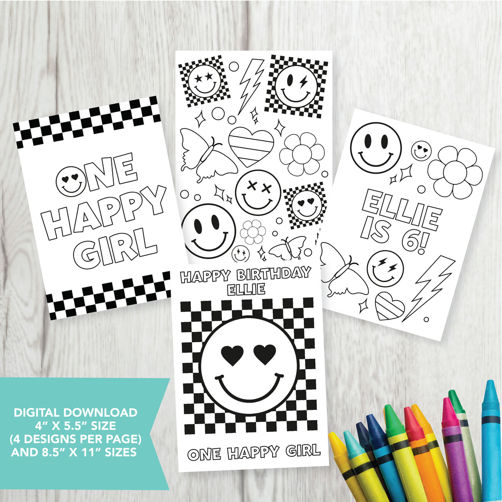 Editable Smiley Coloring Party Favors