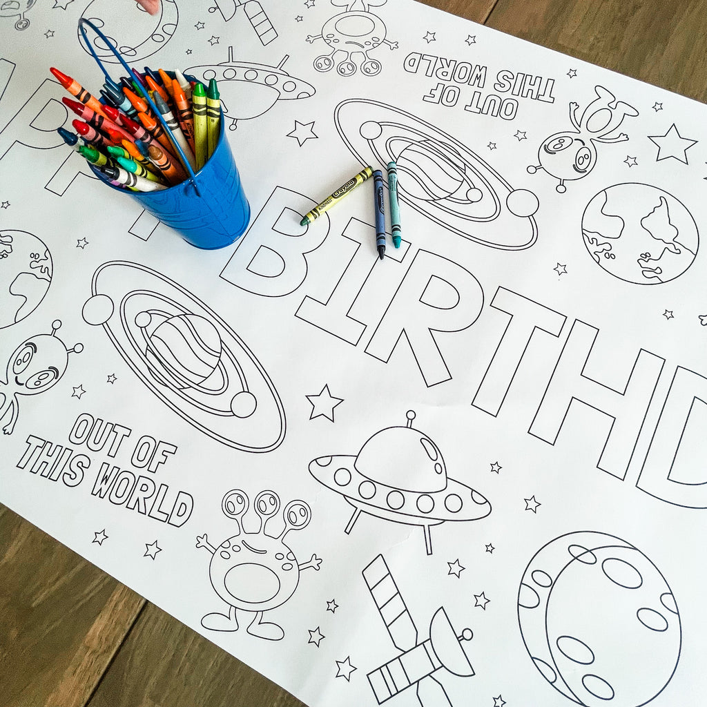 Outer Space Coloring Table Runner| Space Party