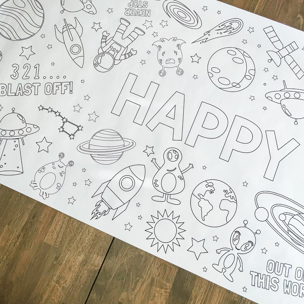 Outer Space Coloring Table Runner| Space Party