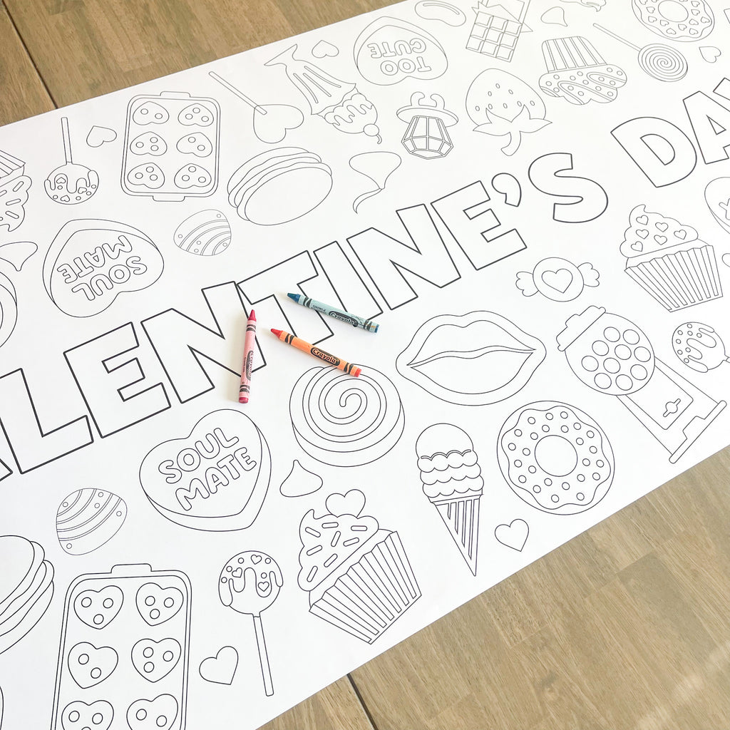 Valentine's Bakery Coloring Table Runner| Valentine's Party