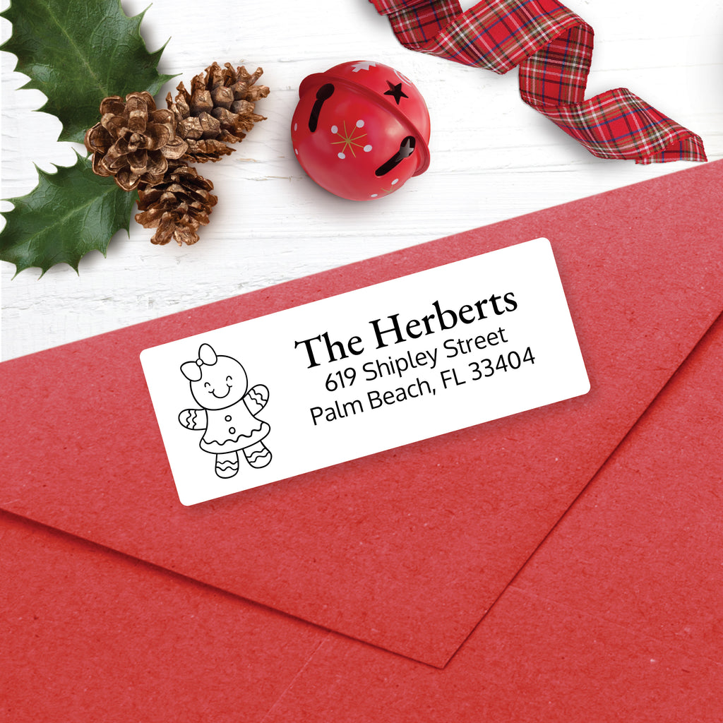 Christmas Address Labels, Gingerbread Woman, Personalized