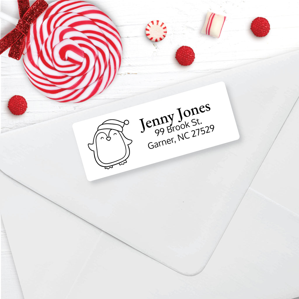 Christmas Address Labels, Penguin, Personalized