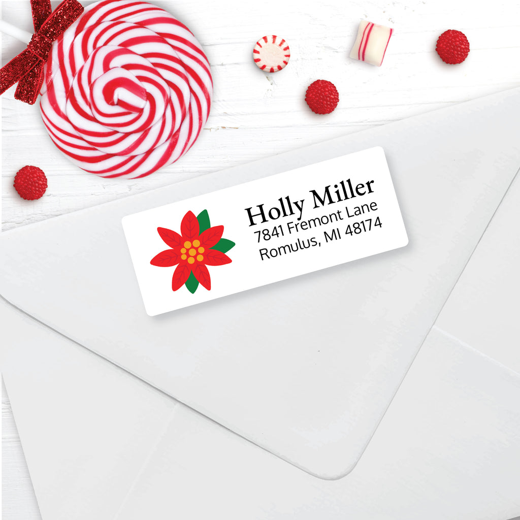 Christmas Address Labels, Poinsettia, Personalized