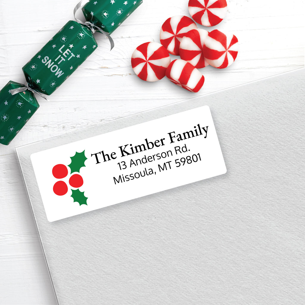 Christmas Address Labels, Christmas Berries, Personalized