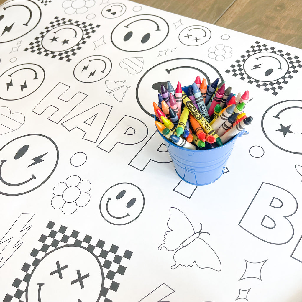 Smiley Face Coloring Table Runner| Smiley Party