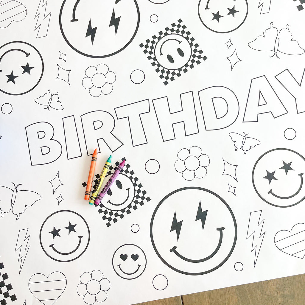 Smiley Face Coloring Table Runner| Smiley Party