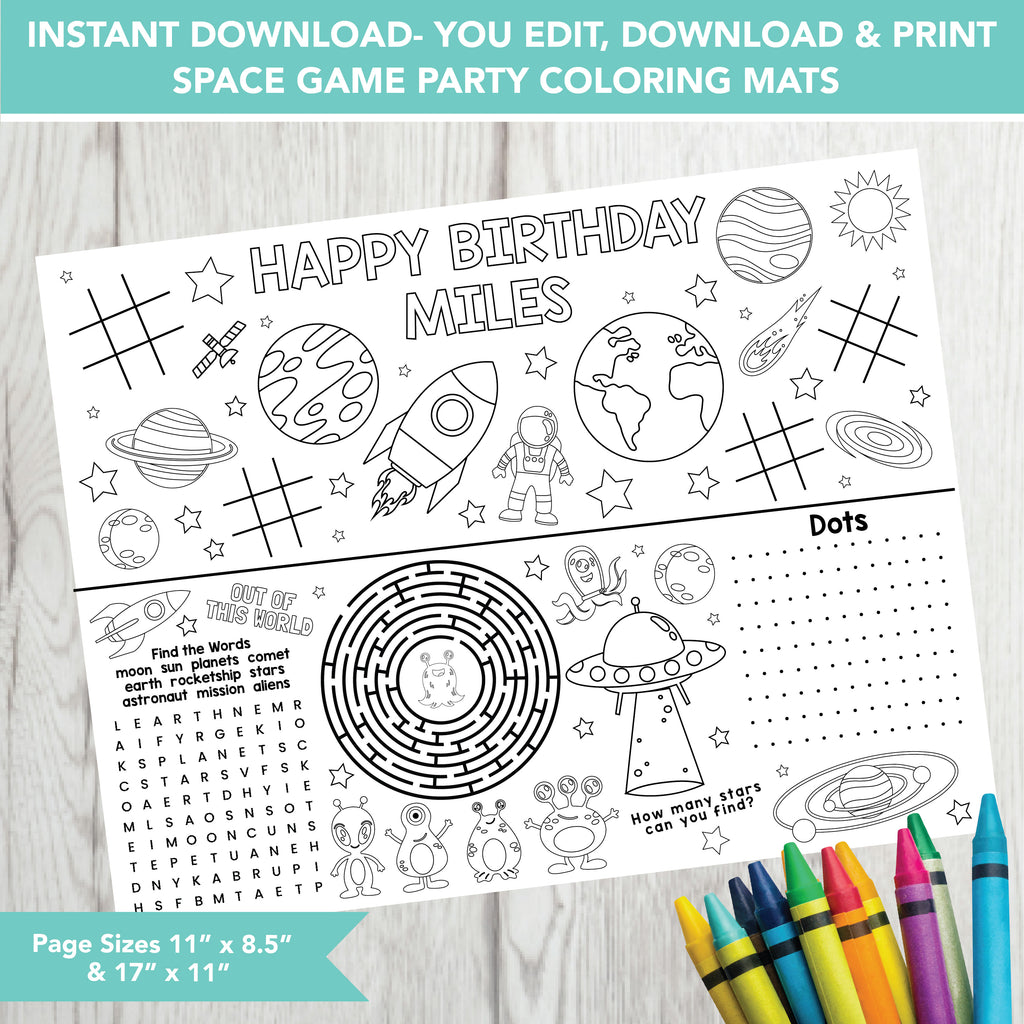 Editable Space Party Mat| Download