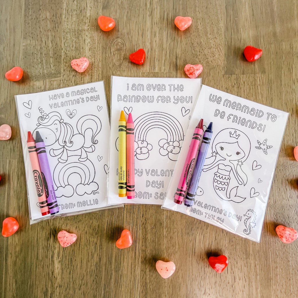 Personalized Valentine's Coloring Cards| Valentine's Day