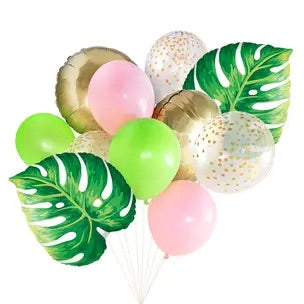 Tropical with Leaves Balloon Bouquet|Mix of 11