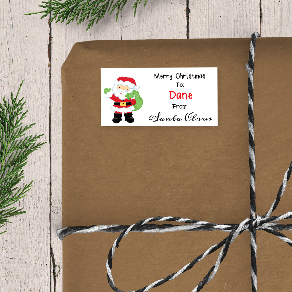 Merry Christmas From Santa Claus - Personalized Christmas Gift Stickers