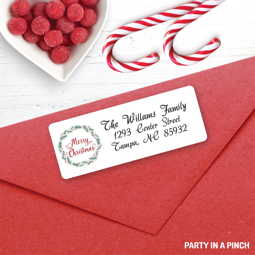 Christmas Christmas Wreath Address Labels| Personalized