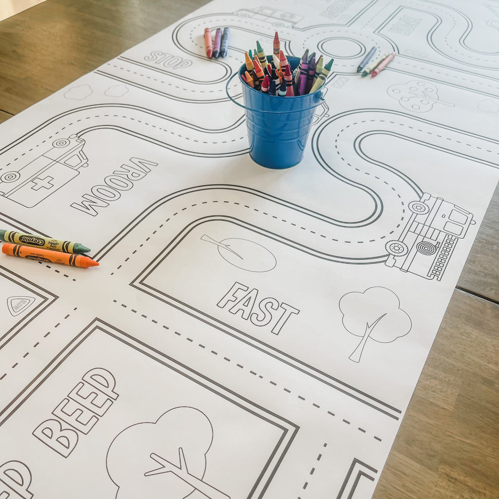 Cars and Trucks Coloring Table Runner,