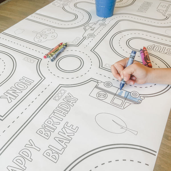 Cars and Trucks Coloring Table Runner, Partyinapinch