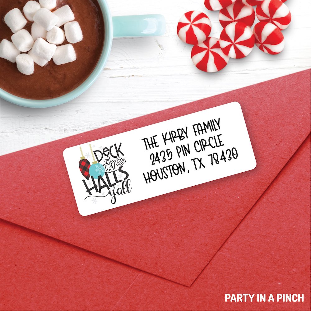 Christmas Deck The Halls Y'all Address Labels| Personalized