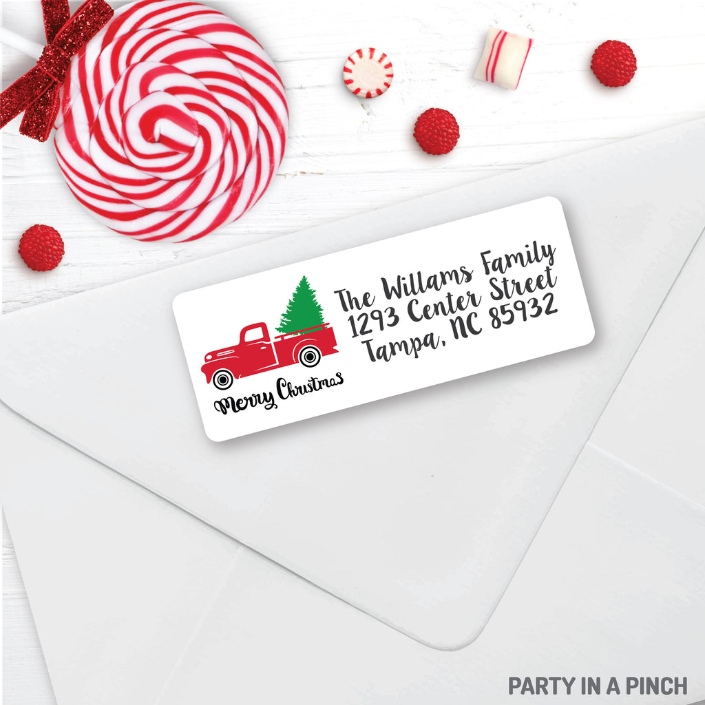 Christmas Vintaged Truck Address Labels| Personalized