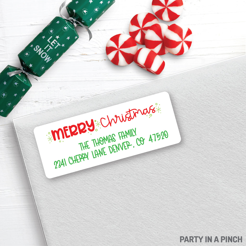 Christmas Merry Christmas Address Labels| Personalized