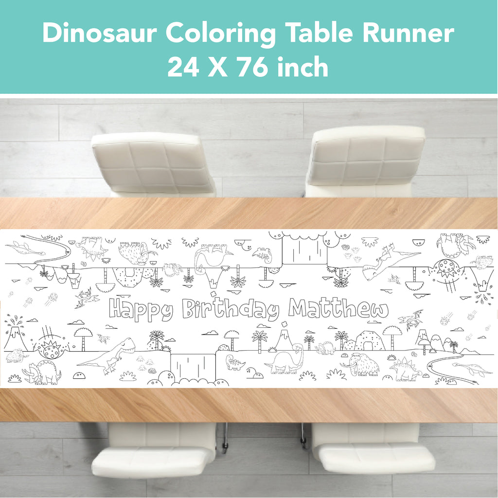 Dinosaur Coloring Table Runner