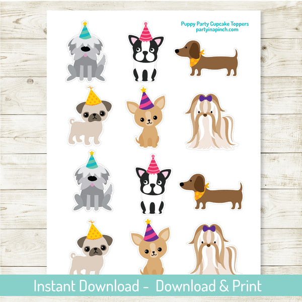 Puppy Cupcake Toppers| Puppy Party| Instant Download – Partyinapinch