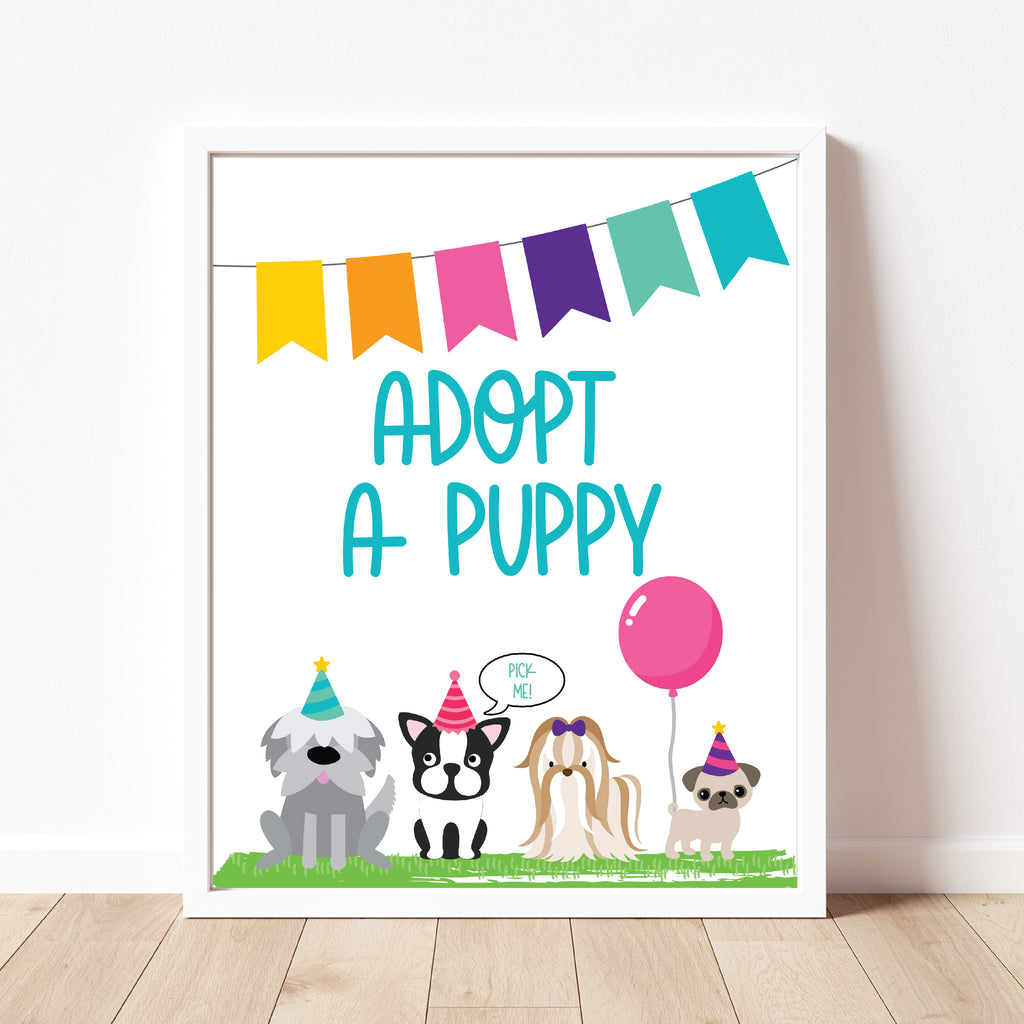 Adopt A Puppy Sign| Puppy Party| Instant Download