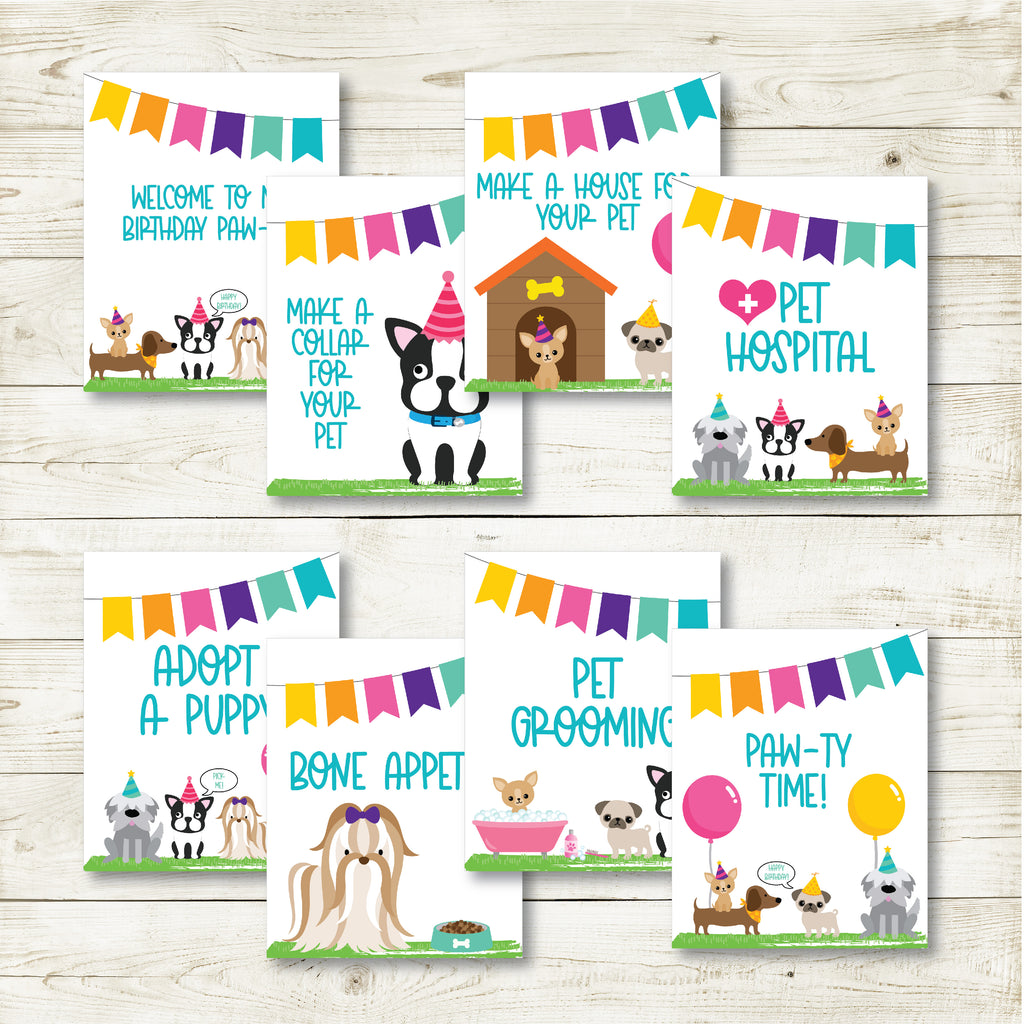 Puppy Party Signs, Set of 8| Puppy Party| Instant Download