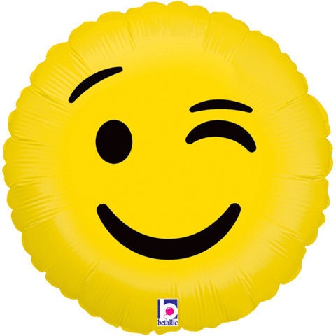 Winking Emoji Balloon, Mylar balloon 18″ Winking, birthday party, celebration, Emoji Balloons