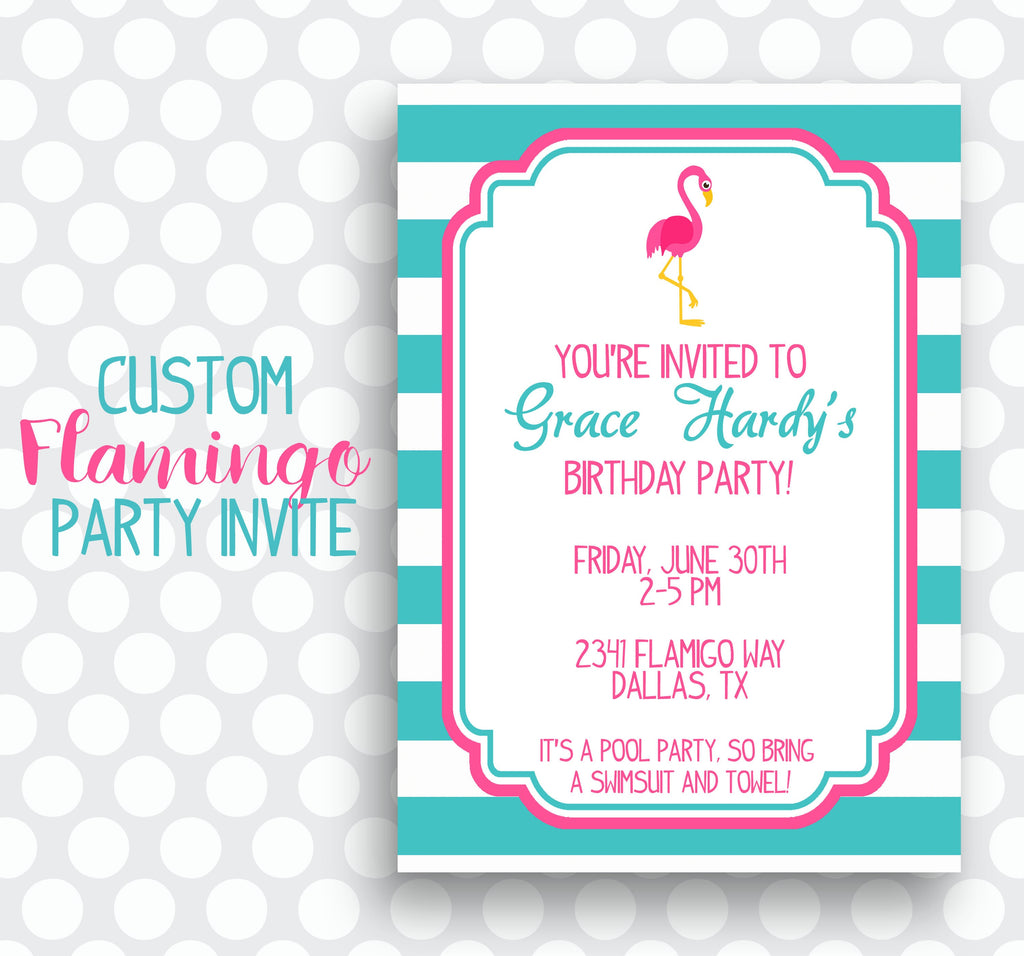 Let's Flamingo Party Invitation, Custom Flamingo Invite, Flamingo Party, Personalized, Printable,Digital