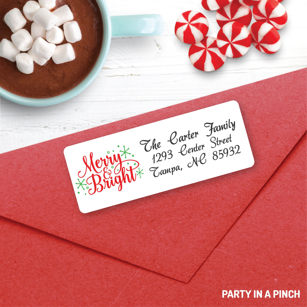 CHRISTMAS Address Labels, Merry and Bright, Christmas return address labels, Christmas address stickers, Holiday stickers, Personalized