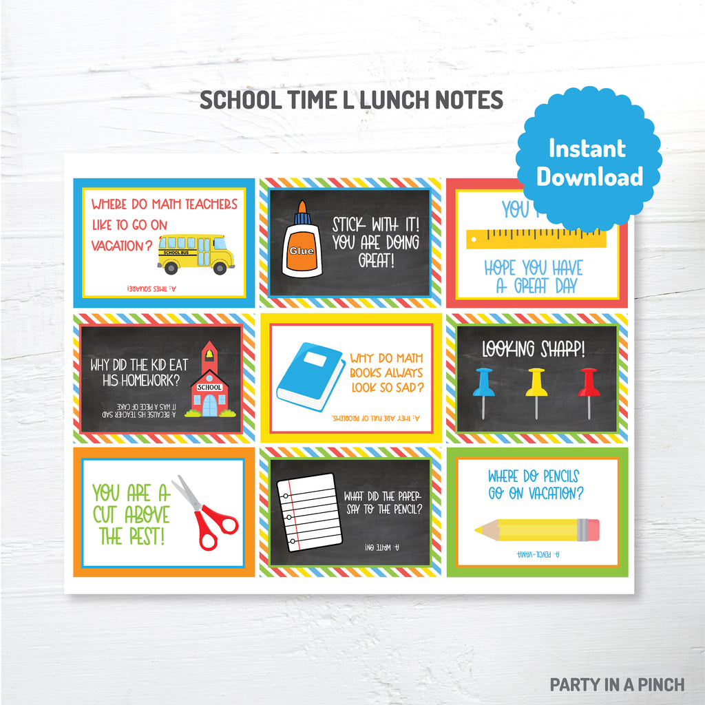 School Time Lunch Box Notes| Instant Download