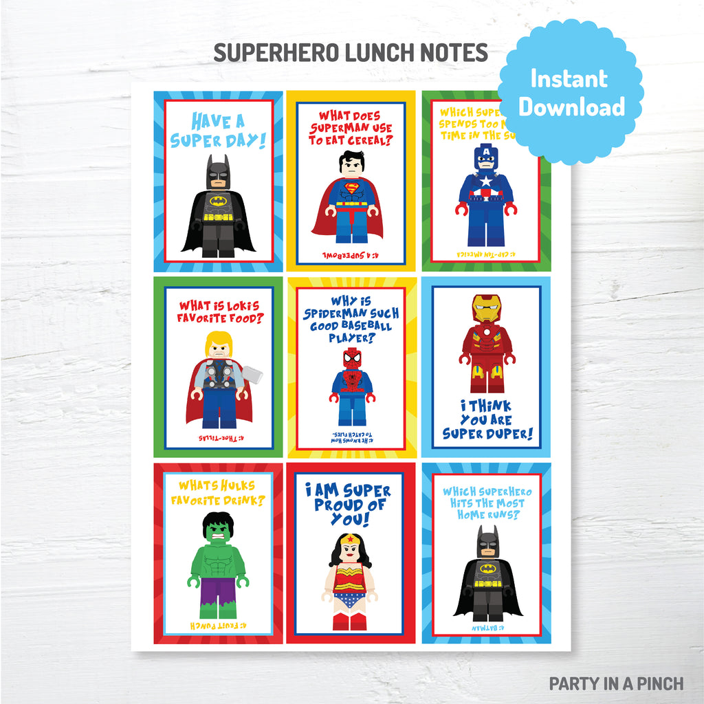 Superhero Lunch Box Notes| Instant Download
