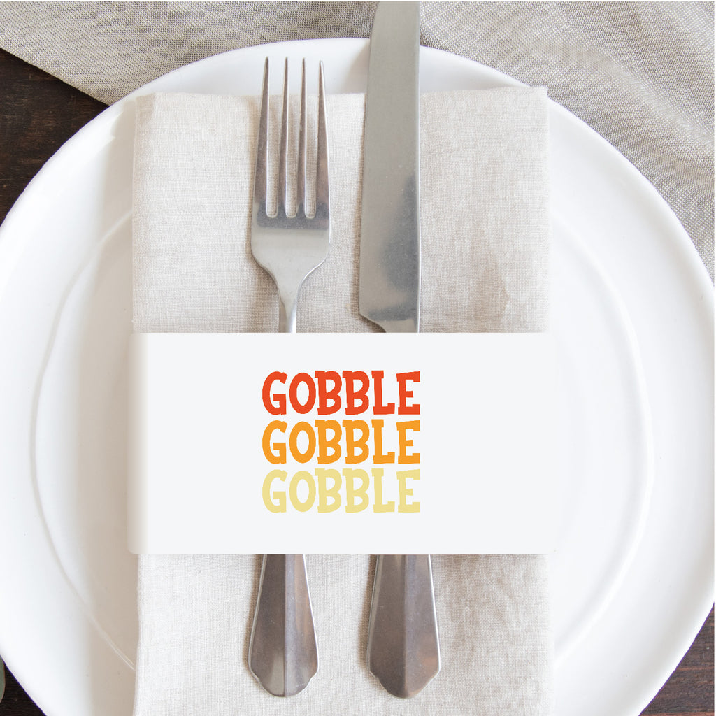 Thanksgiving Napkin Wraps- Gobble Gobble Gobble