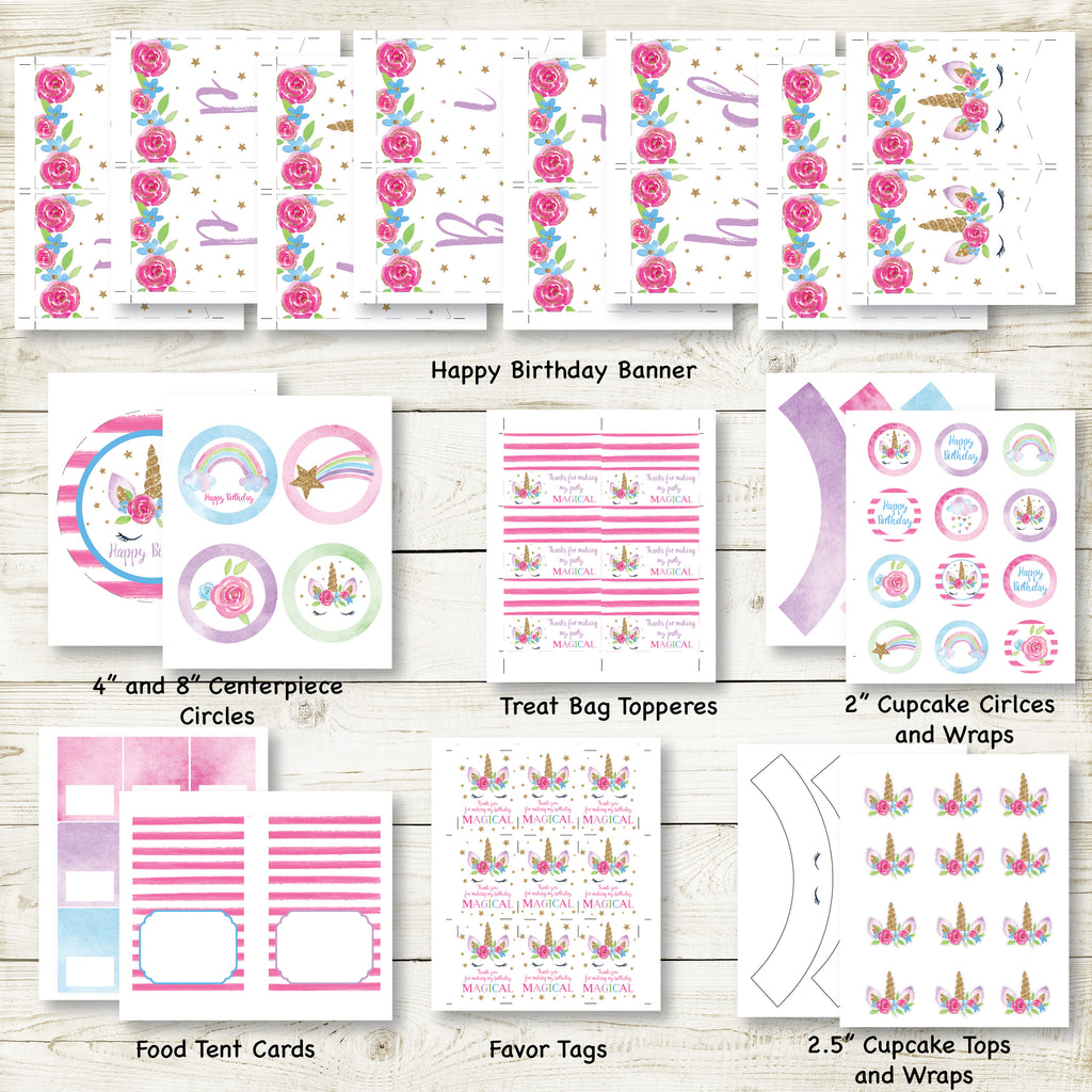 UNICORN BIRTHDAY PARTY DECORATIONS | UNICORN PARTY PACK| INSTANT DOWNLOAD