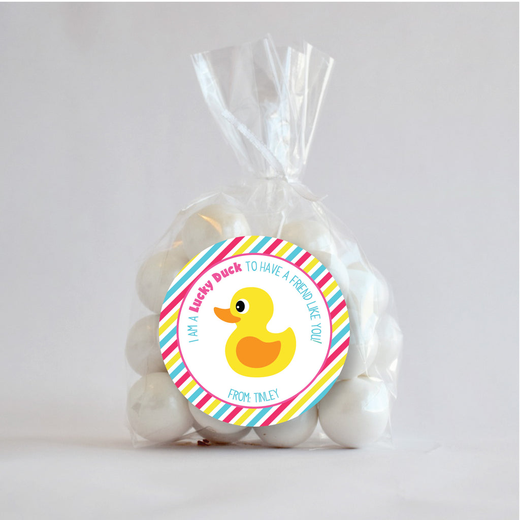 Lucky Duck Valentine's Day Favor Sticker Set 2.5"| Personalized
