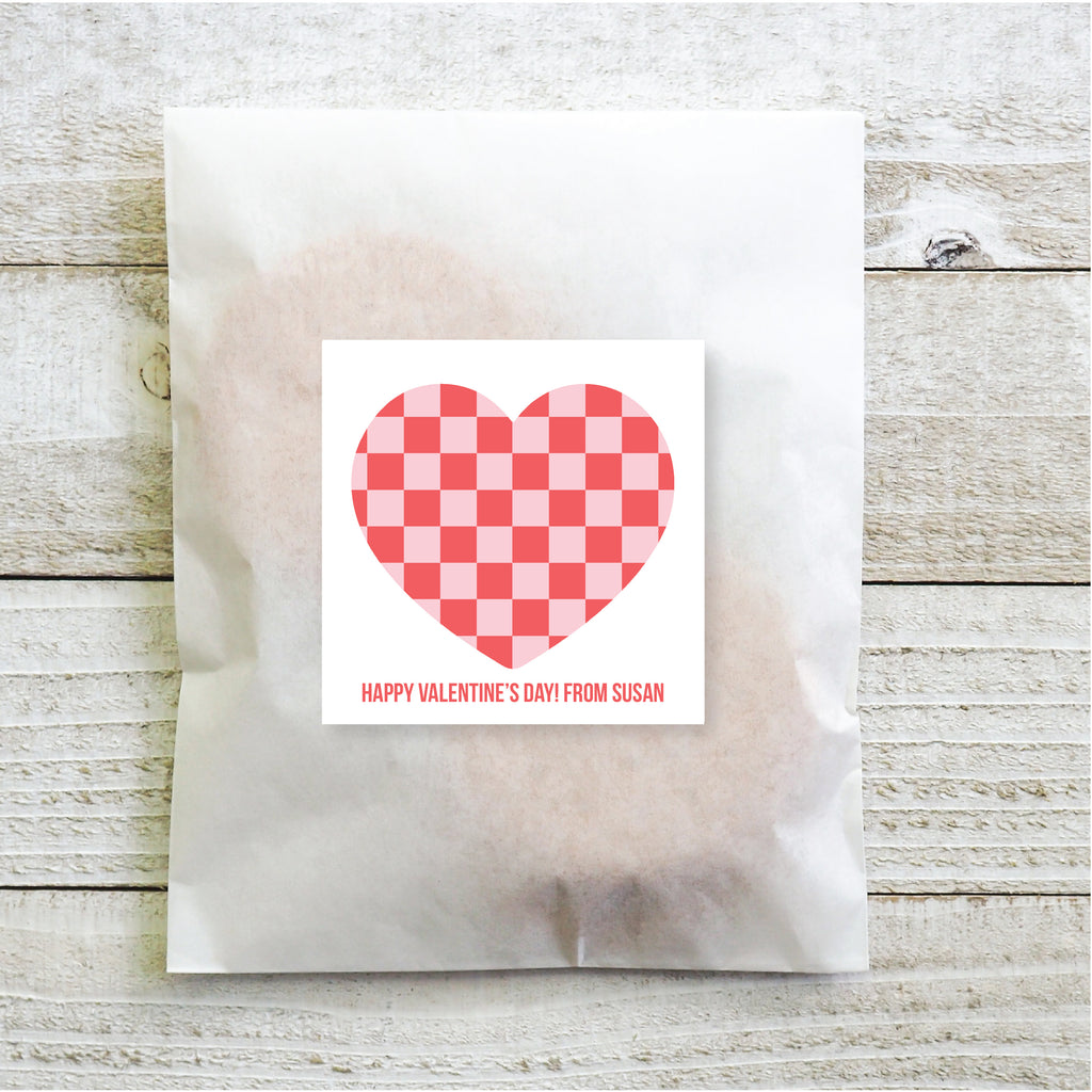 Checkered Heart - Valentine's Day Sticker Set 2.5"| Personalized