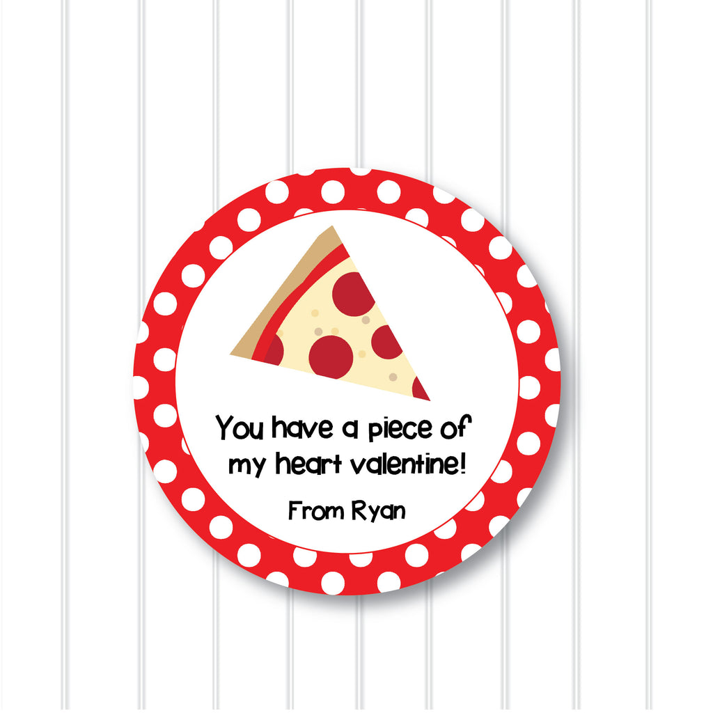 Valentine's Day Pizza Favor Sticker Set 2.5"| Personalized