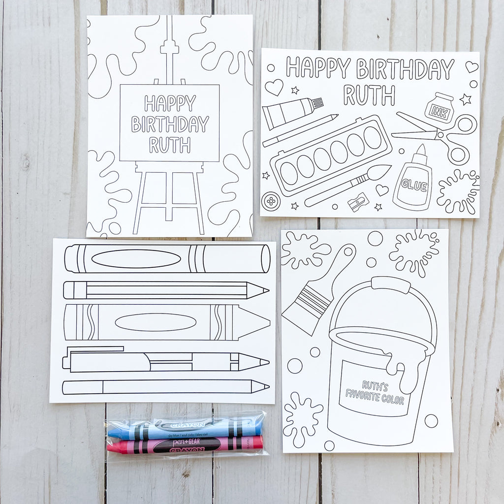 Personalized Art Coloring Favor Kit