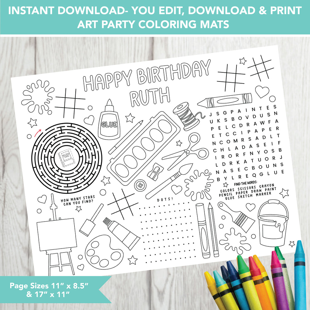 Editable Art Party Mat| Download
