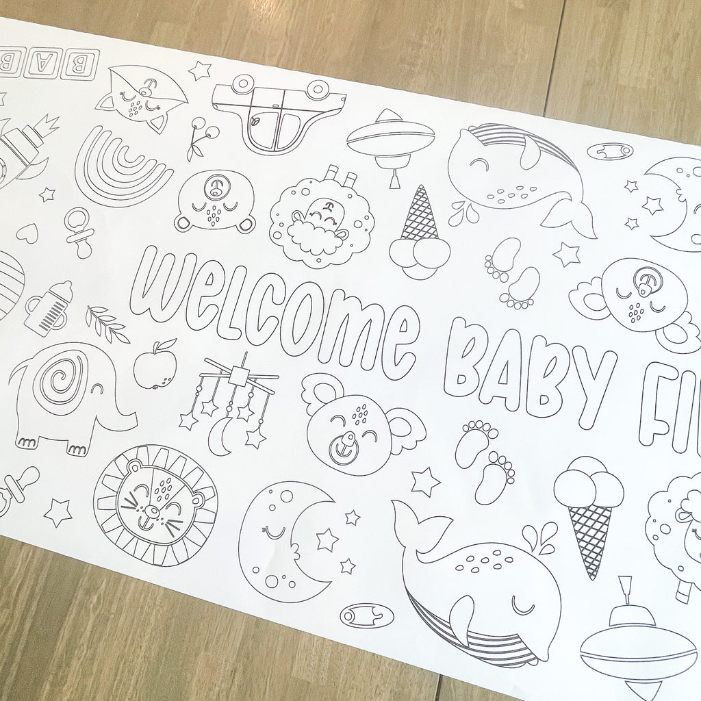 Baby Coloring Table Runner| Baby Shower