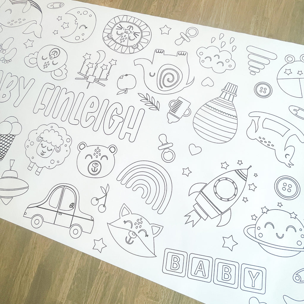 Baby Coloring Table Runner| Baby Shower