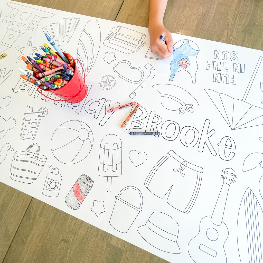 Summer Beach Coloring Table Runner| Summer