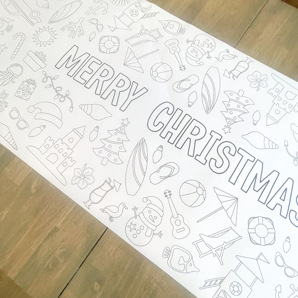 Beach Christmas Coloring Table Runner | Christmas