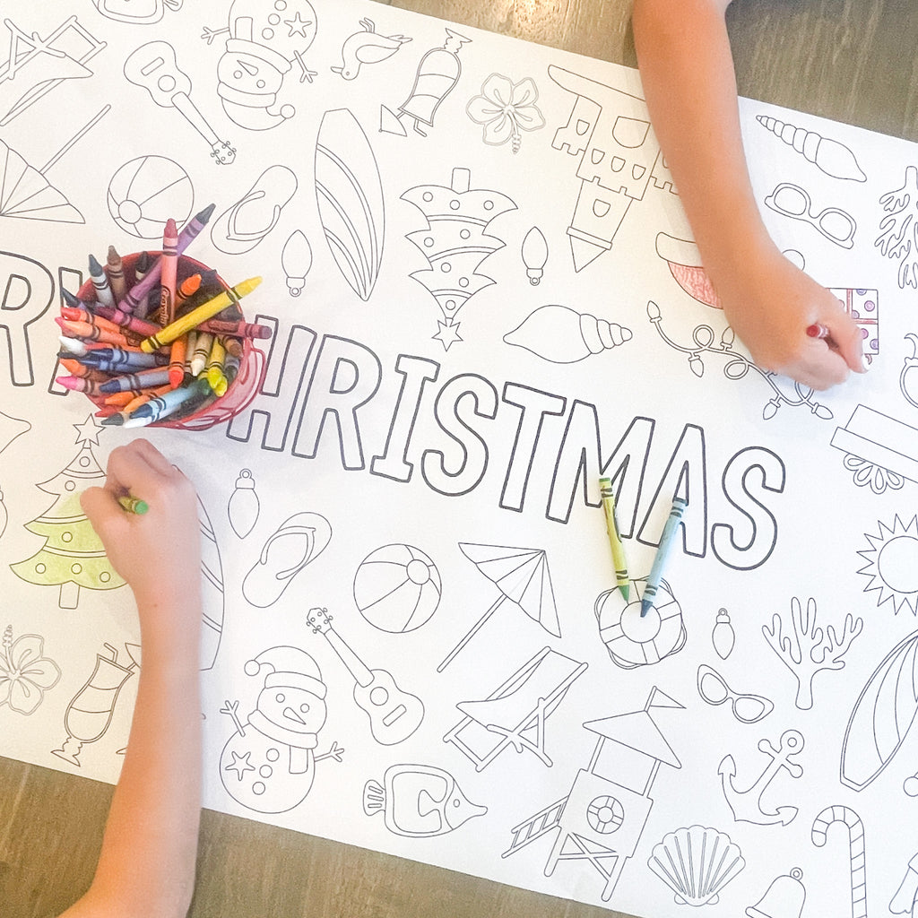 Beach Christmas Coloring Table Runner | Christmas