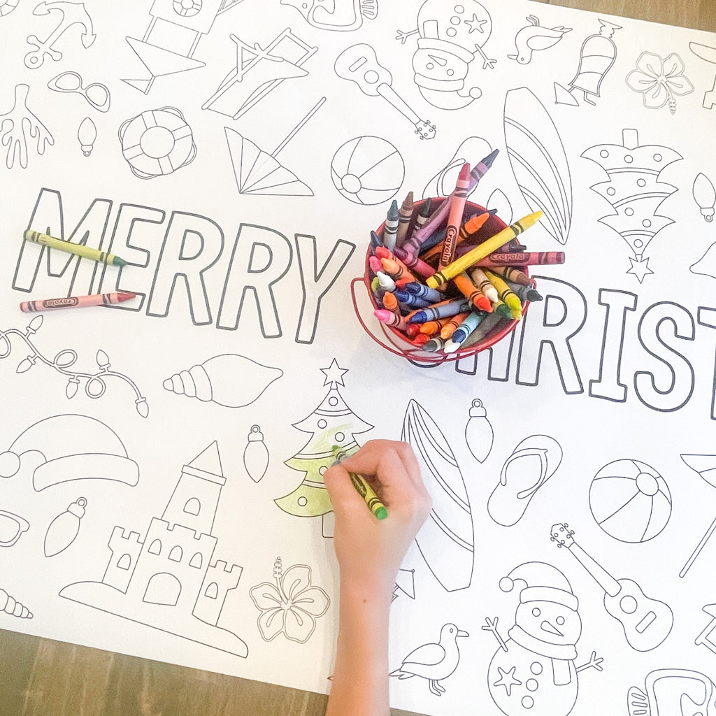 Beach Christmas Coloring Table Runner | Christmas