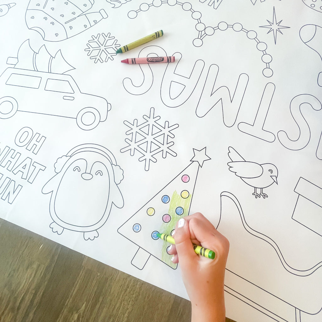 Cute Christmas Coloring Table Runner | Christmas