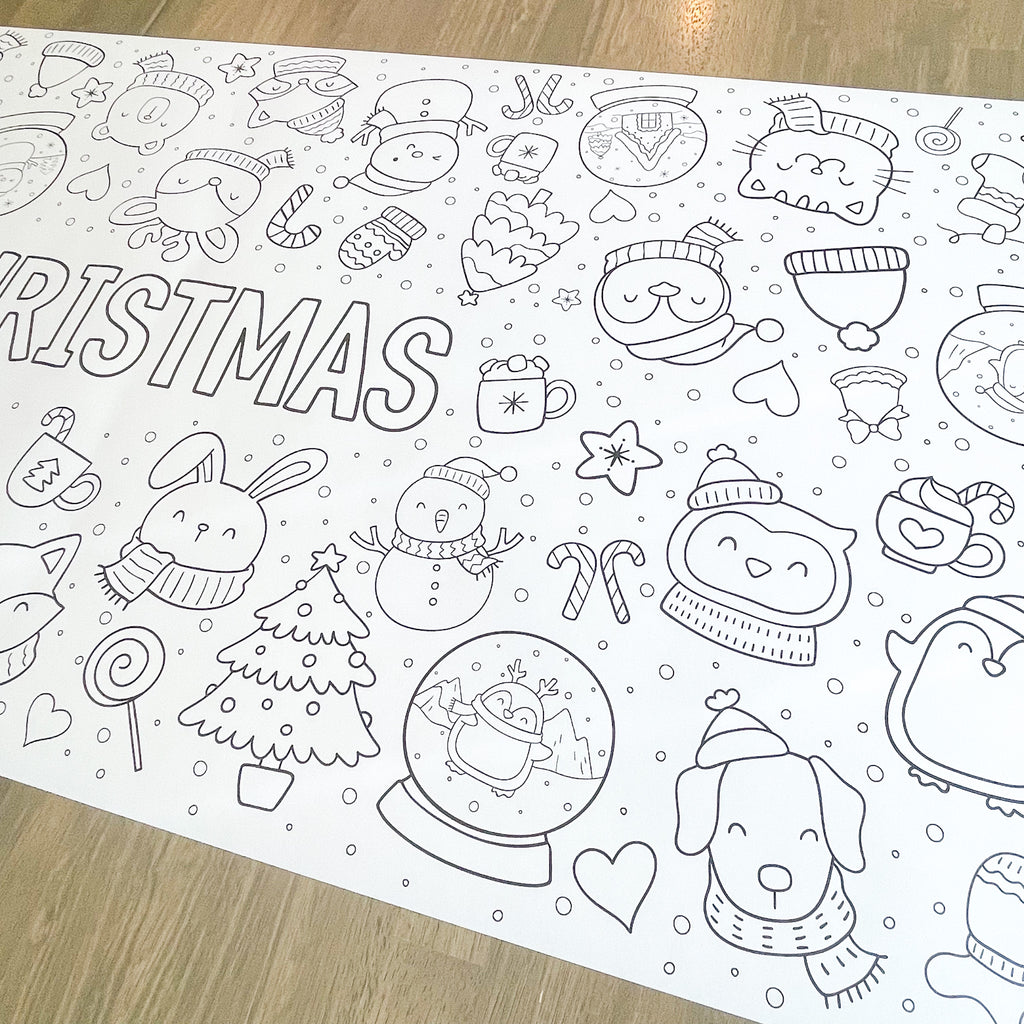 Winter Friends Coloring Table Runner | Christmas