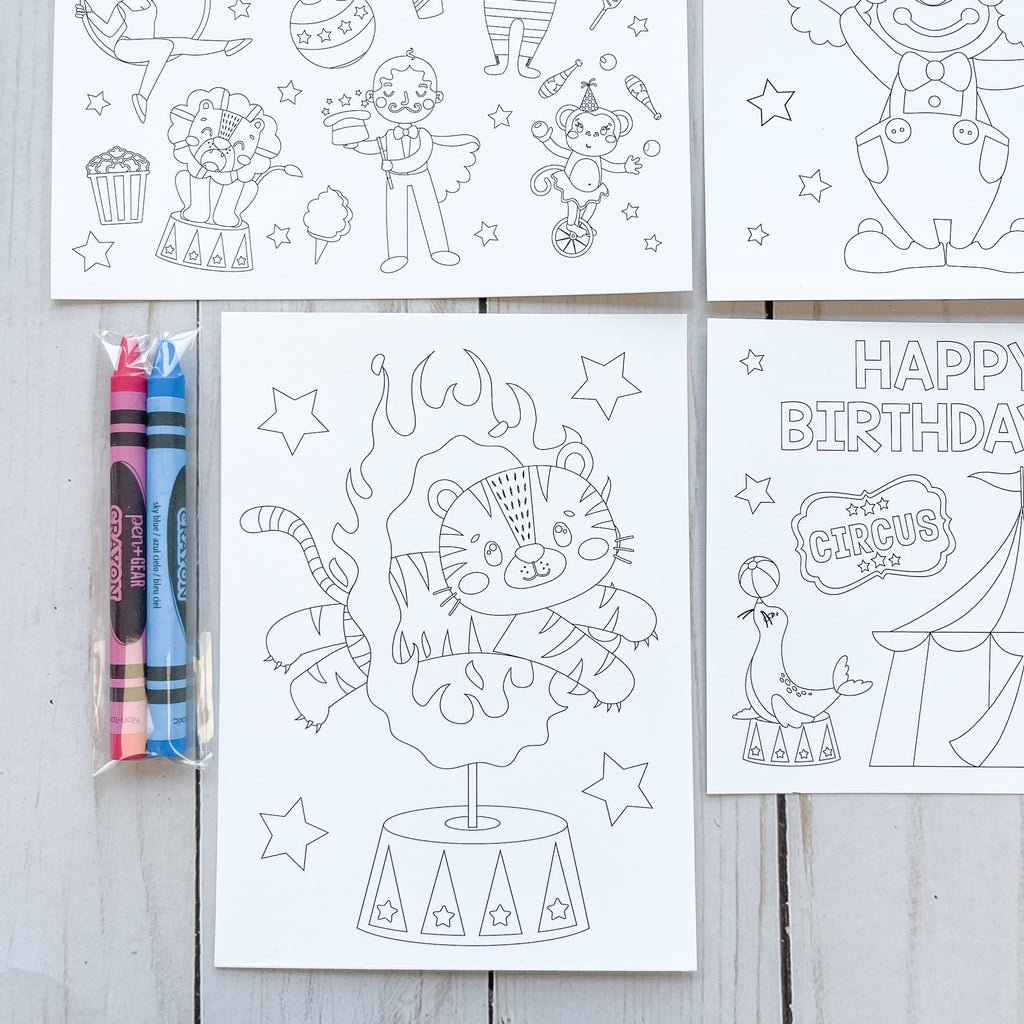 Personalized Circus Coloring Party Favors| Circus Party