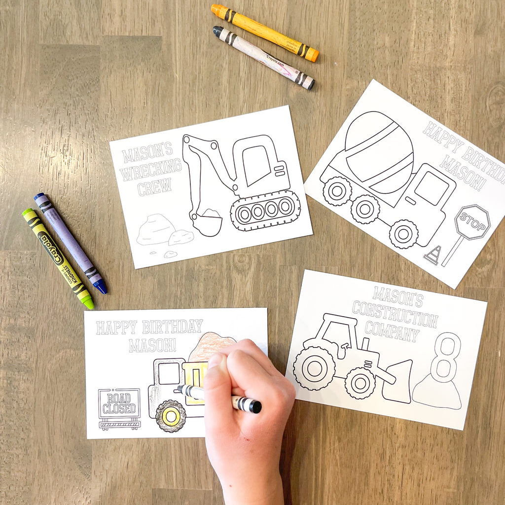 Personalized Construction Coloring Party Favors